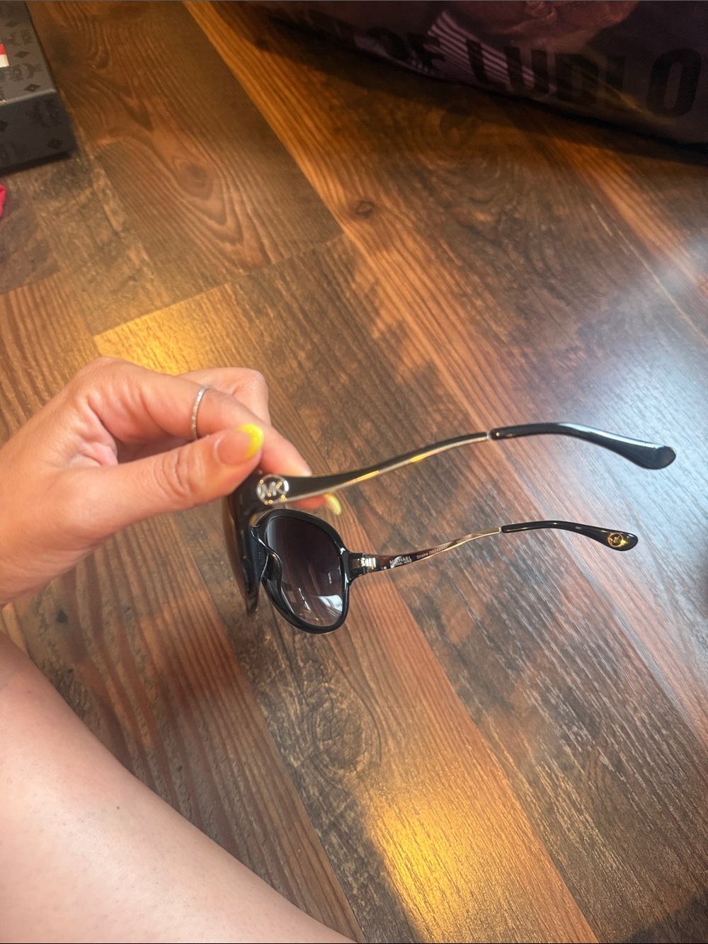 Michael Kors Black Sunglasses with Gold Logo Accents - Picture 4 of 4